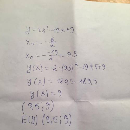 Построить график функции y=2x²-19x+9​