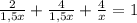 \frac{2}{1,5x}+\frac{4}{1,5x}+\frac{4}{x}=1 