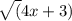 \sqrt(4x+3)