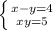 \left \{ {{x-y=4} \atop {xy=5}} \right.