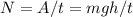 N=A/t=mgh/t