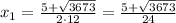 x_1=\frac{5+\sqrt{3673}}{2\cdot12}=\frac{5+\sqrt{3673}}{24}