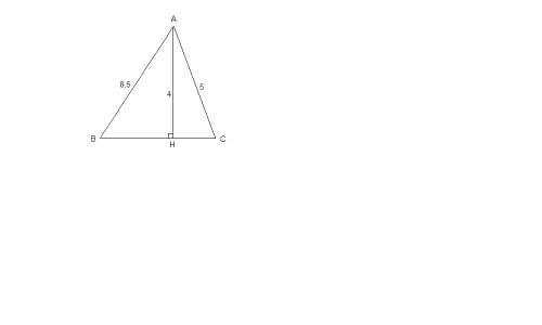 Дан треугольник abc ab=8.5м ac=5м an=4м-высота n принадлежит bc.найти: площадm треугольника abc