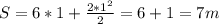 S=6*1+\frac{2*1^2}{2}=6+1=7m