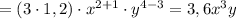 =(3\cdot1,2)\cdot x^{2+1}\cdot y^{4-3}=3,6x^{3}y