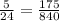 \frac{5}{24}=\frac{175}{840}