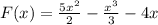 F(x)=\frac{5x^2}{2}-\frac{x^3}{3}-4x