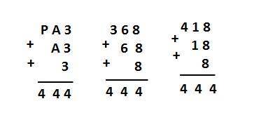 Найдите все решения ребуса: раз+аз+з=444(записать пример столбиком)одинаковым буквам соответствуют о