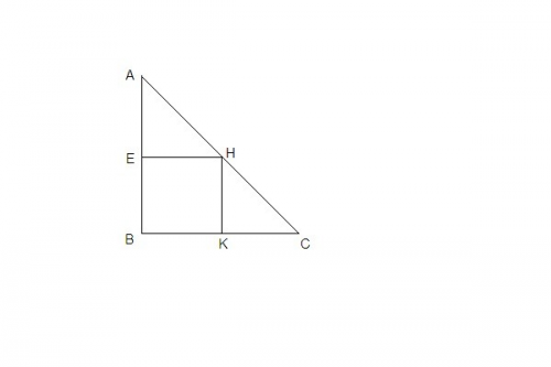 Вравнобедренный прямоугольный треугольник каждый катет которого равен 4 дм вписан квадрат так что он