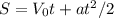 S=V_0t+at^2/2