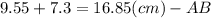 9.55+7.3=16.85(cm) - AB