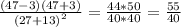 \frac{(47-3)(47+3)}{{(27+13)}^2}=\frac{44*50}{40*40}=\frac{55}{40}