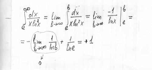 Найти значение несобственного интеграла или установить его расходимость∫∞ dx/x*ln^2(x) е