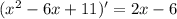 (x^2-6x+11)'=2x-6