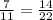 \frac{7}{11}=\frac{14}{22} 