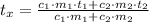 t_x=\frac{c_1\cdot m_1\cdot t_1+c_2\cdot m_2\cdot t_2}{c_1\cdot m_1+c_2\cdot m_2}