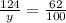  \frac{124}{y} = \frac{62}{100} 