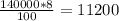  \frac{140 000*8}{100} = 11200