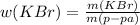 w(KBr) = \frac{m(KBr)}{m(p-pa)}