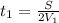 t_1=\frac{S}{2V_1}