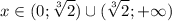 \displaystyle x\in (0;\sqrt[3]2)\cup (\sqrt[3]2 ;+\infty )