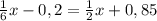 \frac{1}{6}x-0,2=\frac{1}{2}x+0,85