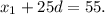 x_1+25d=55.