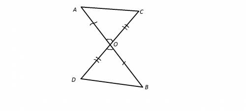 Равные отрезки ab и cd точкой пересечения o делятся пополам, доказать, что ▲ aoc = ▲ bod. найти ac, 