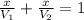 \frac{x}{V_1}+\frac{x}{V_2}=1