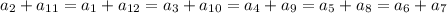 a_2+a_{11}= a_1+a_{12}= a_3+a_{10}= a_4+a_9= a_5+a_8= a_6+a_7