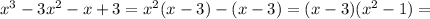 x^{3}-3x^{2}-x+3=x^{2}(x-3)-(x-3)=(x-3)(x^{2}-1)=