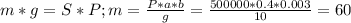 m*g=S*P; m= \frac{P*a*b}{g}= \frac{500000*0.4*0.003}{10}=60 