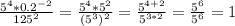 \frac{5^4*0.2^{-2}}{125^2}=\frac{5^4* 5^2}{(5^3)^2}=\frac{5^{4+2}}{5^{3*2}}=\frac {5^6}{5^6}=1