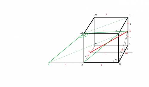 Дан куб авсda1b1c1d1 с ребром а=4 см. точки м и к – середины ребер ав и сс1 соответственно. найдите: