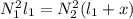 N_{1}^{2} {l_{1} } =N_{2}^{2}({l_{1} +x})