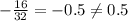 -\frac{16}{32}=-0.5 \neq 0.5