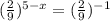 (\frac{2}{9})^{5-x}=(\frac{2}{9})^{-1}