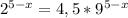 2^{5-x}=4,5*9^{5-x}