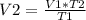 V2=\frac{V1*T2}{T1}