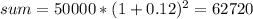 sum=50000* (1+0.12)^{2} = 62720