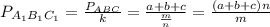 P_{A_1B_1C_1}=\frac{P_{ABC}}{k}=\frac{a+b+c}{\frac{m}{n}}=\frac{(a+b+c)n}{m}