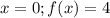 x=0;f(x)=4