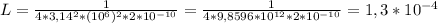 L=\frac{1}{4*3,14^2*(10^{6})^2*2*10^{-10}}=\frac{1}{4*9,8596*10^{12}*2*10^{-10}}=1,3*10^{-4}