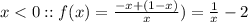 x <0: :f(x)=\frac{-x+(1-x)}{x})=\frac{1}{x}-2