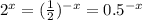 2^{x}=(\frac{1}{2})^{-x}=0.5^{-x}