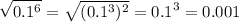 \displaystyle \sqrt{0.1^6}= \sqrt{(0.1^3)^2}=0.1^3= 0.001