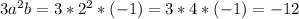 3a^2b=3*2^2*(-1)=3*4*(-1)=-12