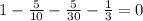 1-\frac{5}{10}-\frac{5}{30}-\frac{1}{3}=0