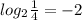 log_{2} \frac{1}{4} = -2