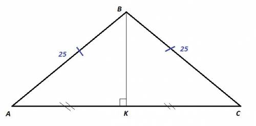 Периметр равнобедренного треугольника равен 90,а боковая сторона 25.найти площадь треугольника